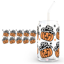 Load image into Gallery viewer, 16oz Libbey Glass Cup Cup- Halloween Cowboy Orange Pumpkins
