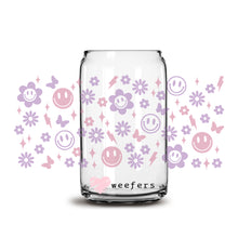 Load image into Gallery viewer, Retro Purple Happy Faces Libbey Glass Can Wrap UV-DTF Sublimation Transfers
