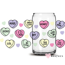 Load image into Gallery viewer, Valentine Conversational Hearts Libbey Glass Can Vinyl or Sublimation Wrap - Decal
