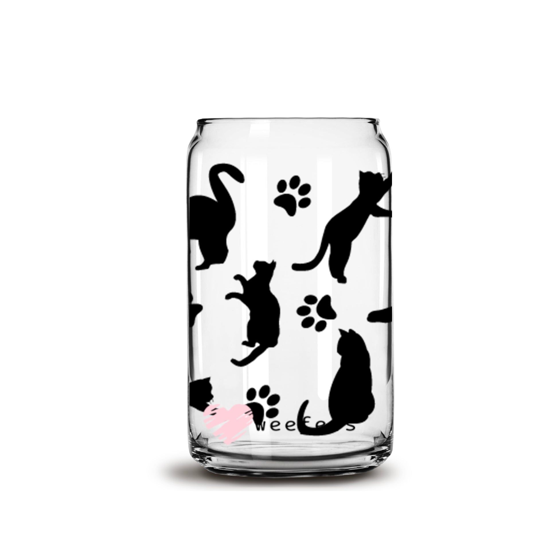 Black Cats and Paws Libbey Glass Can Wrap UV DTF Sublimation Transfers - Weefers