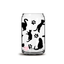 Load image into Gallery viewer, Black Cats and Paws Libbey Glass Can Wrap UV-DTF Sublimation Transfers
