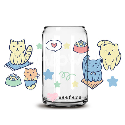 Retro Cat Meow Libbey Glass Can Wrap UV DTF Sublimation Transfers - Weefers