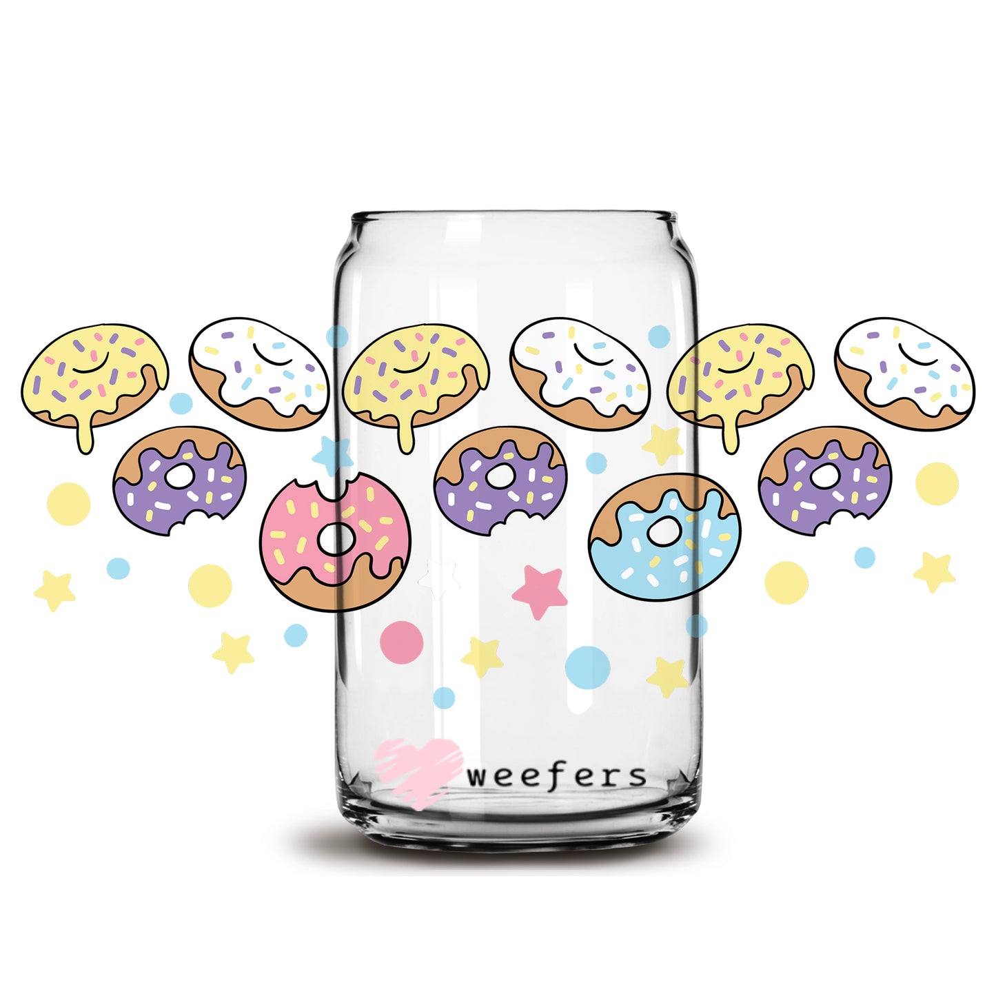 Yum Yum Donuts Libbey Glass Can Wrap UV DTF Sublimation Transfers - Weefers