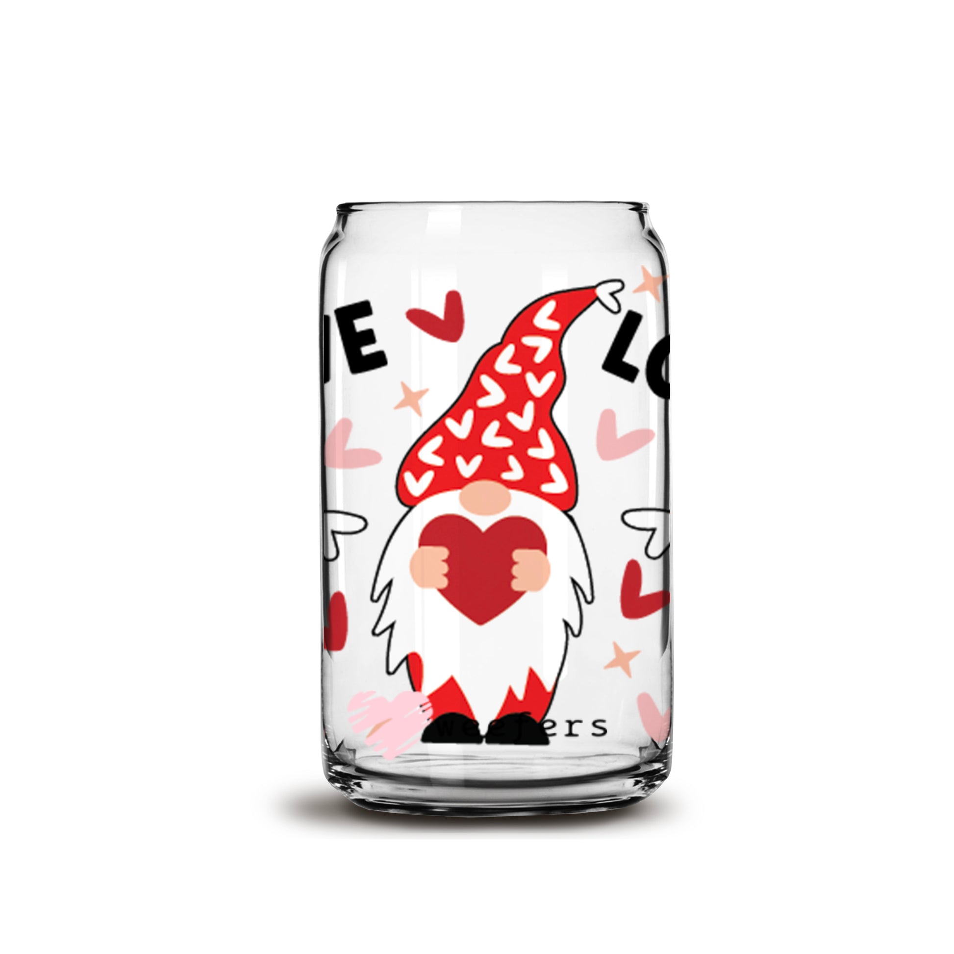 Valentine Love Gnome Libbey Glass Can Wrap UV DTF Sublimation Transfers - Weefers