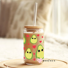 Load image into Gallery viewer, Valentine Avocado Cuties Libbey Glass Can Wrap UV-DTF Sublimation Transfers
