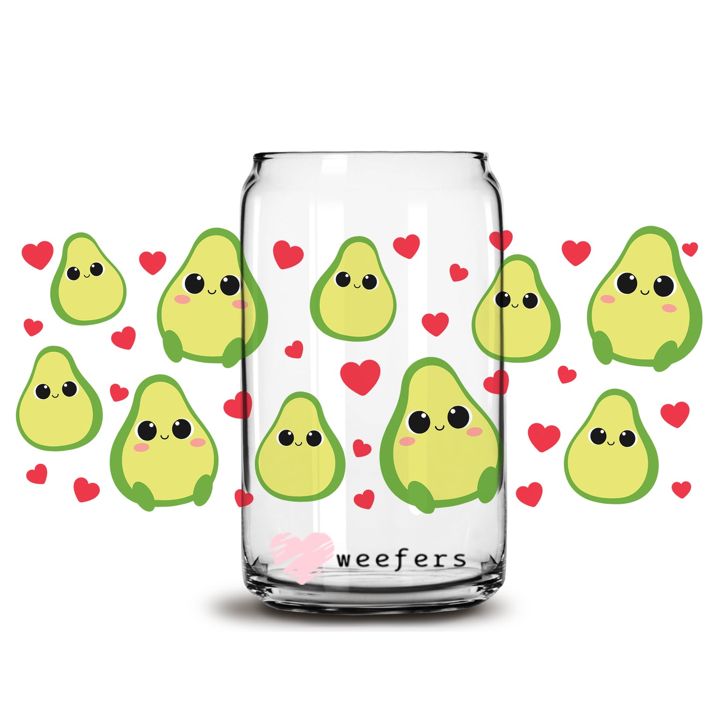 Valentine Avocado Cuties Libbey Glass Can Wrap UV DTF Sublimation Transfers - Weefers