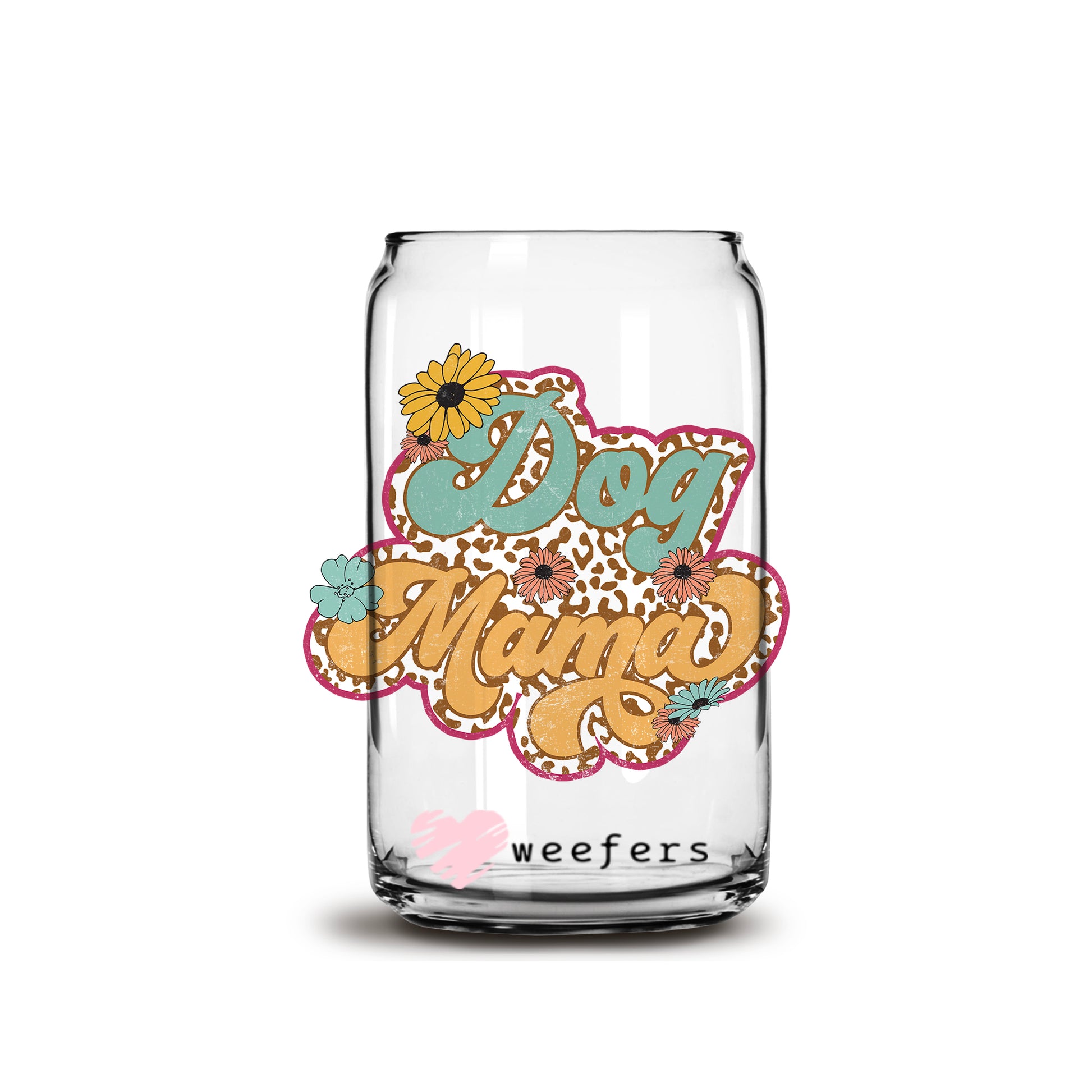 Retro Dog Mama 16oz Libbey Glass Can Wrap UV DTF or Sublimation DecalTransfers - Weefers