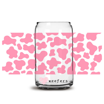 Pink Cow Print Libbey Glass Can UV DTF or Sublimation Wrap - Decal - Weefers