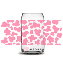 Load image into Gallery viewer, Pink Cow Print 16oz Libbey Glass Can UV-DTF or Sublimation Wrap - Decal
