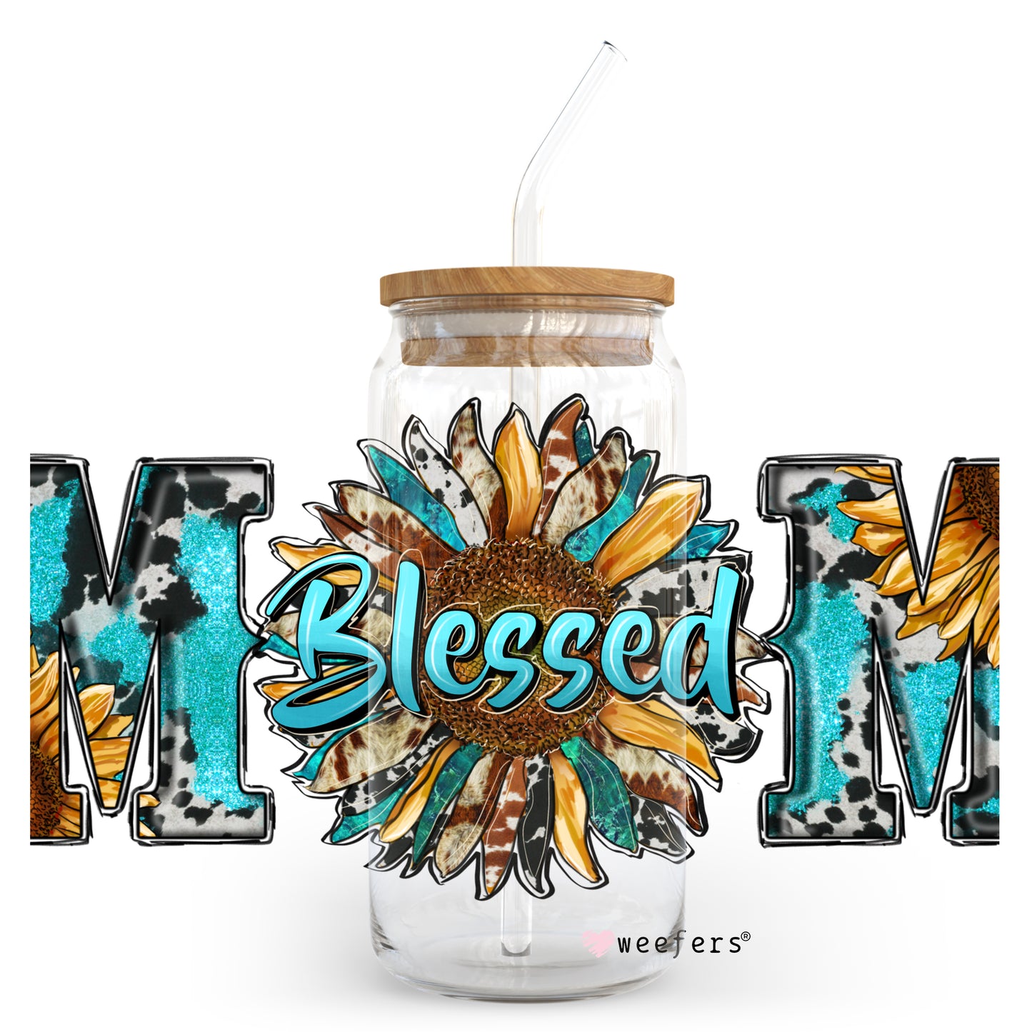 Western Blessed Mom 20oz Libbey Glass Can, 34oz Hip Sip, 40oz Tumbler UV DTF or Sublimation Decal Transfer - Weefers