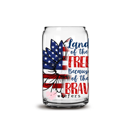 Land of the Free 16oz Libbey Glass Can UV DTF or Sublimation Wrap - Decal - Weefers