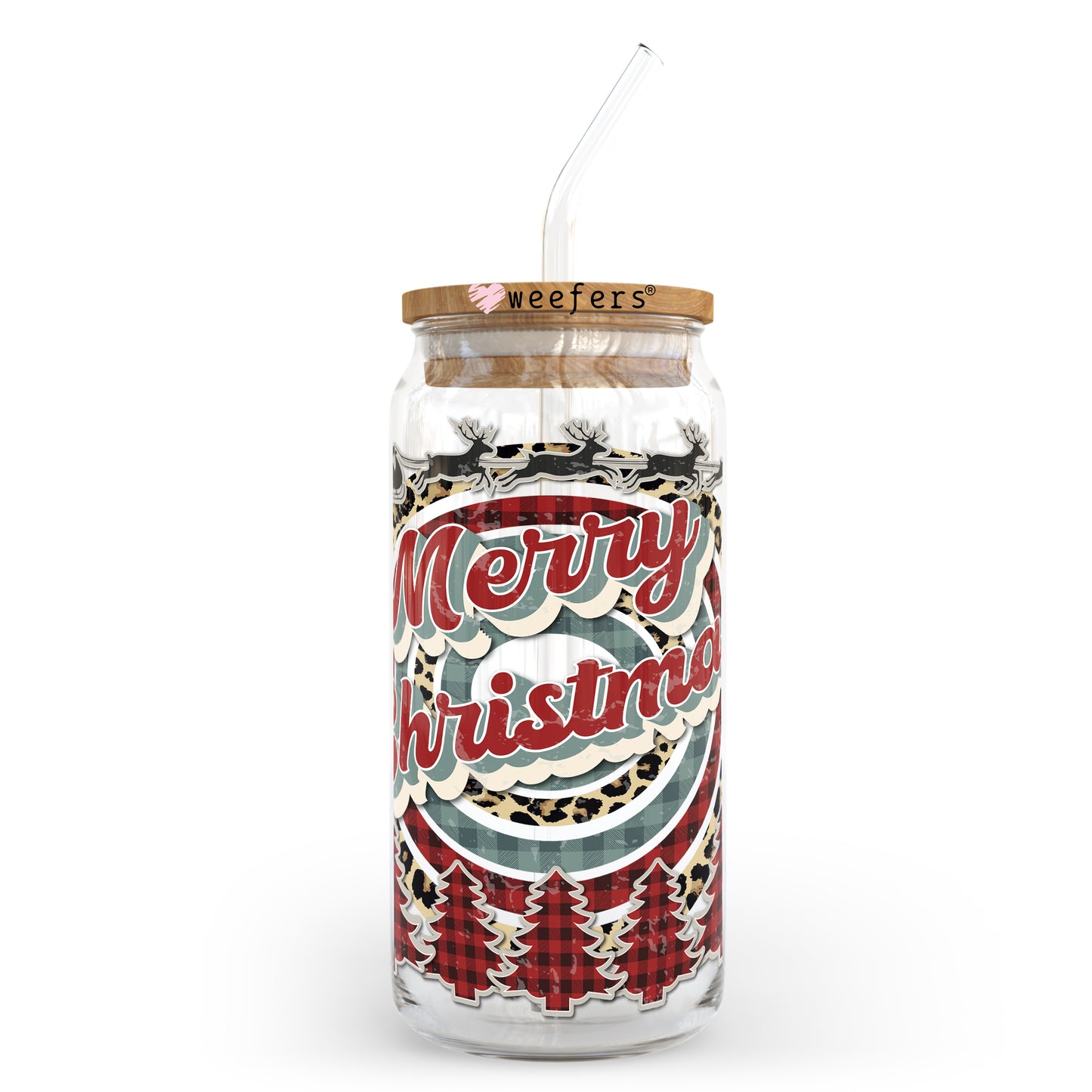 Vintage Merry Christmas 20oz Libbey Glass Can, 34oz Hip Sip, 40oz Tumbler UV DTF or Sublimation Decal Transfer - Weefers