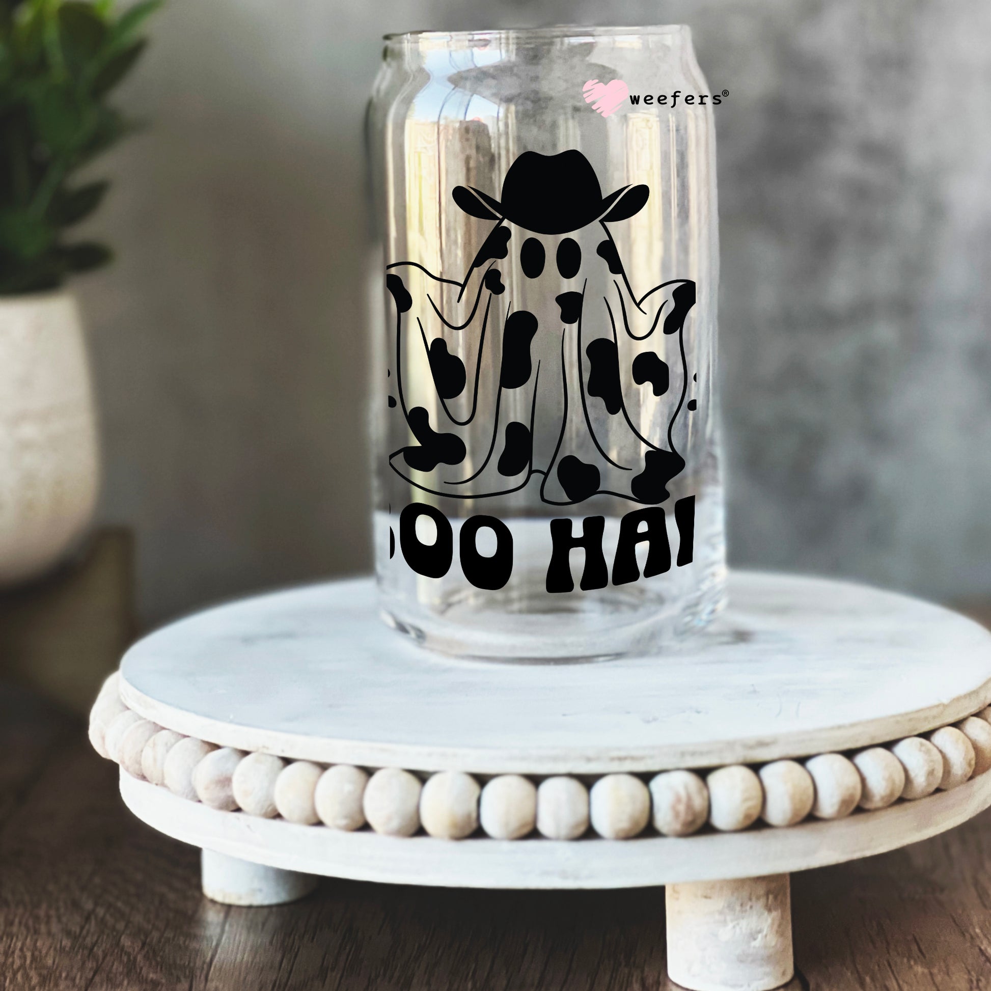 Boo Haw Halloween 16oz Libbey Glass Can UV DTF or Sublimation Wrap - Decal - Weefers