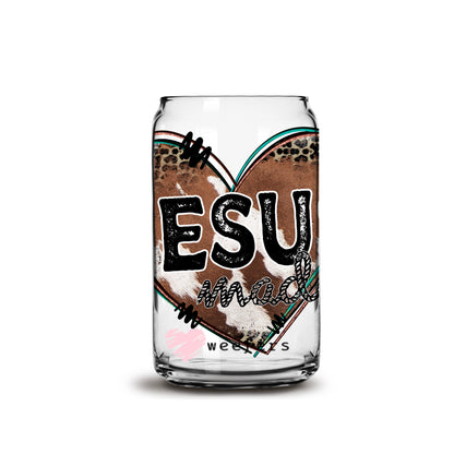 Cowhide Jesus Made Heart 16oz Libbey Glass Can UV DTF or Sublimation Wrap - Decal - Weefers