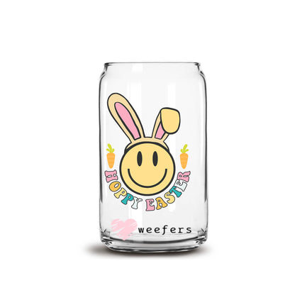 Hoppy Easter 16oz Libbey Glass Can UV DTF or Sublimation Cup Wrap - Decal Transfer - Weefers