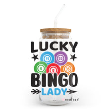 Load image into Gallery viewer, Lucky Bingo Lady 20oz Libbey Glass Can, 34oz Hip Sip, 40oz Tumbler UVDTF or Sublimation Decal Transfer
