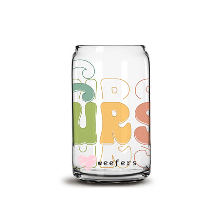 Boho Nurse 16oz Libbey Glass Can UV DTF or Sublimation Wrap - Decal - Weefers