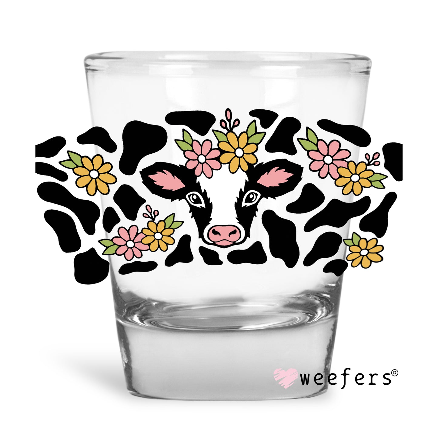 Daisy Cow Shot Glass Short UV DTF or Sublimation Wrap - Decal - Weefers