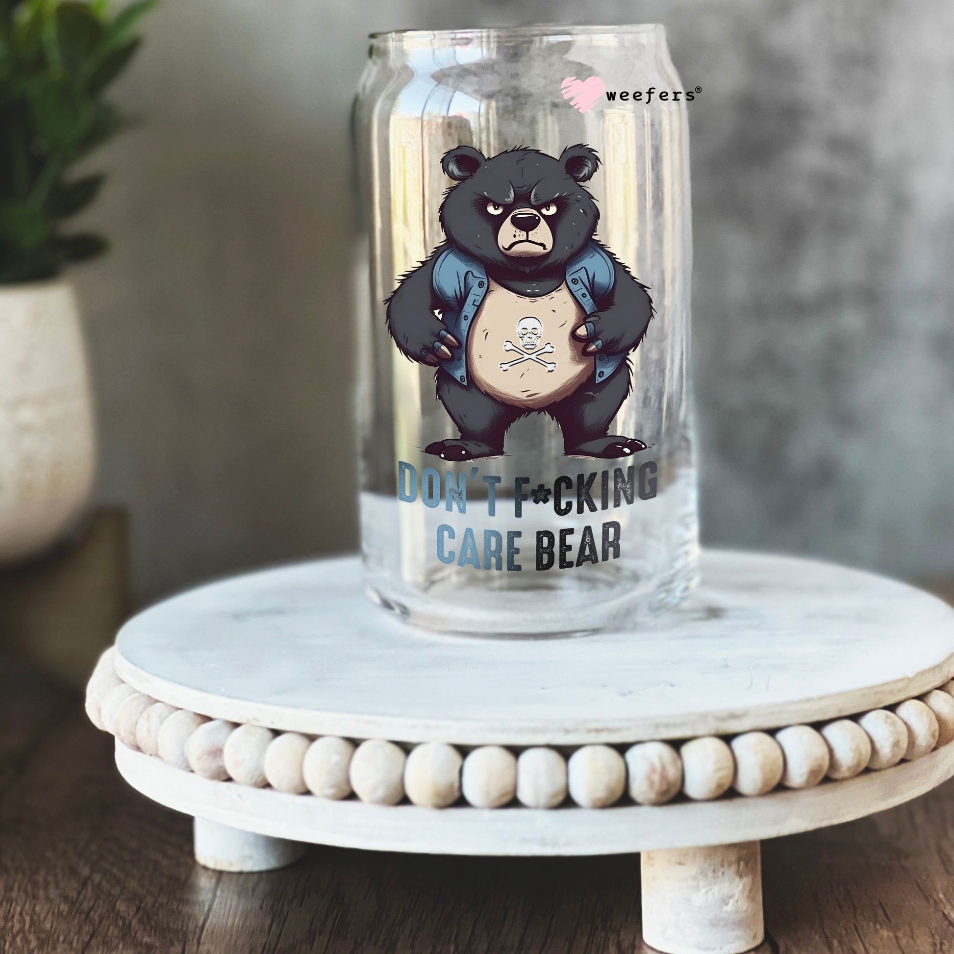 Don't F'ing Care 16oz Libbey Glass Can UV DTF or Sublimation Cup Wrap - Decal Transfer Weefers