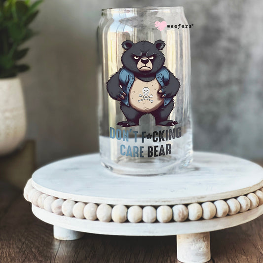 Don't F'ing Care 16oz Libbey Glass Can UV DTF or Sublimation Cup Wrap - Decal Transfer Weefers