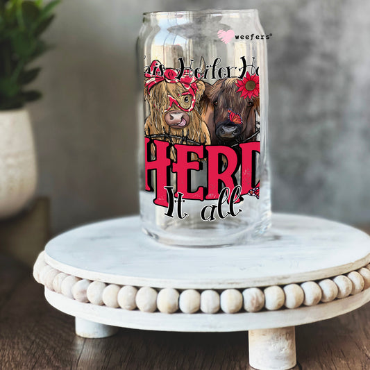This Heifer has Heard it All 16oz Libbey Glass Can UV DTF or Sublimation Cup Wrap - Decal Transfer Weefers