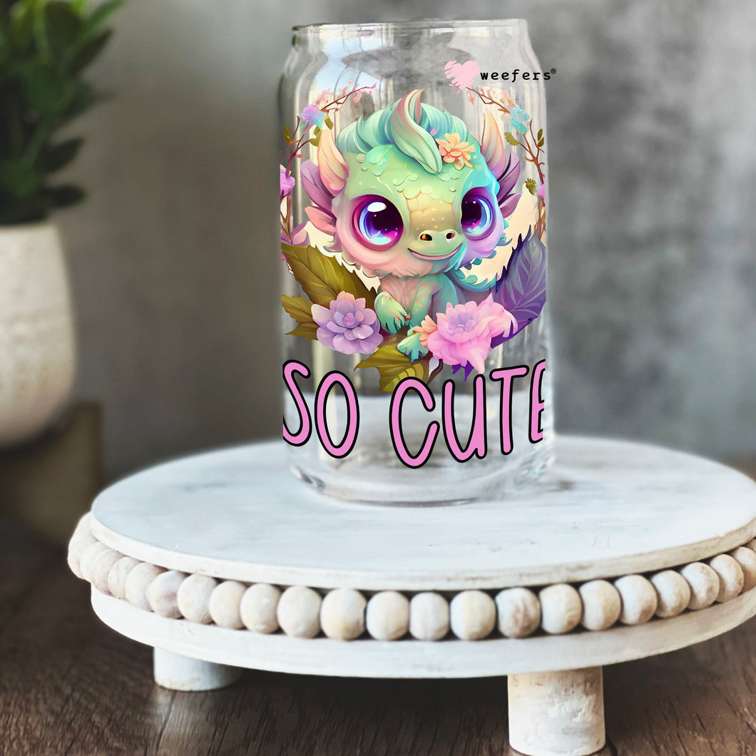 So Cute Dragon 16oz Libbey Glass Can UV-DTF or Sublimation Wrap - Decal