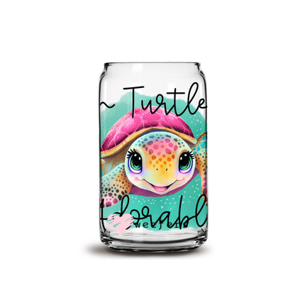 I'm Turtley Adorable 16oz Libbey Glass Can UV DTF or Sublimation Decal Transfer - Weefers