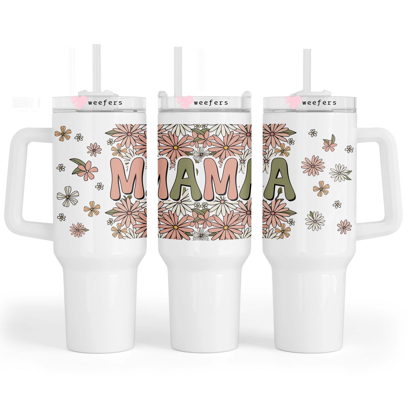 Mama Boho Floral 40oz Tumbler UV DTF or Sublimation Wrap - Decal - Weefers