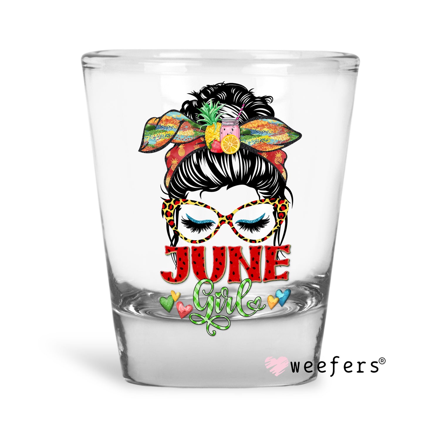 June Girl Shot Glass Short UV DTF or Sublimation Wrap - Decal - Weefers