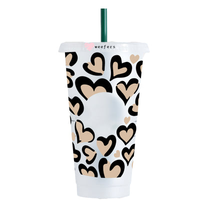 Heart Leopard Print Cold Cup Wrap- HOLE - Ready to apply - Weefers