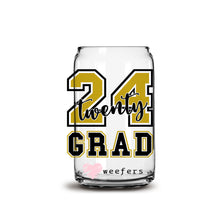 Load image into Gallery viewer, Gold Glass of 2024 Grad 16oz Libbey Glass Can UV-DTF or Sublimation Wrap - Decal
