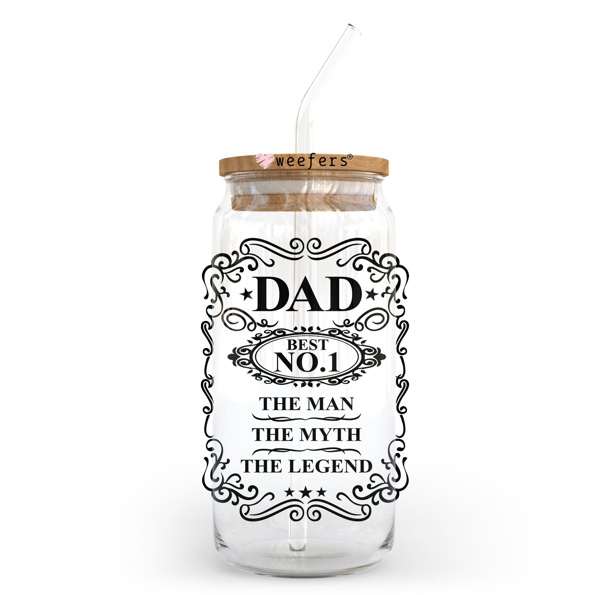 Dad the Myth the man the Legend 20oz Libbey Glass Can, 34oz Hip Sip, 40oz Tumbler UV DTF or Sublimation Decal Transfer - Weefers