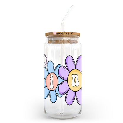 Flower Mini 20oz Libbey Glass Can UV DTF or Sublimation Wrap - Decal Transfer - Weefers