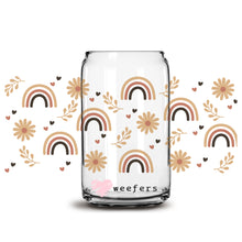 Load image into Gallery viewer, Boho Browns Rainbows 16oz Libbey Glass Can UV-DTF or Sublimation Wrap - Decal

