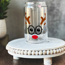 Load image into Gallery viewer, Mrs Claus Christmas Reindeer Face 16oz Libbey Glass Can UV-DTF or Sublimation Wrap - Decal

