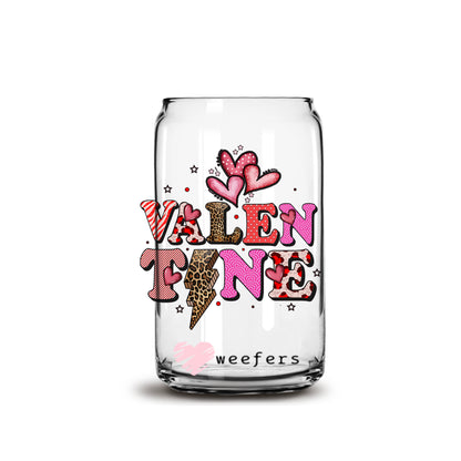 Valentine Lightening Bolt Western 16oz Libbey Glass Can UV DTF or Sublimation Cup Wrap - Decal Transfer - Weefers