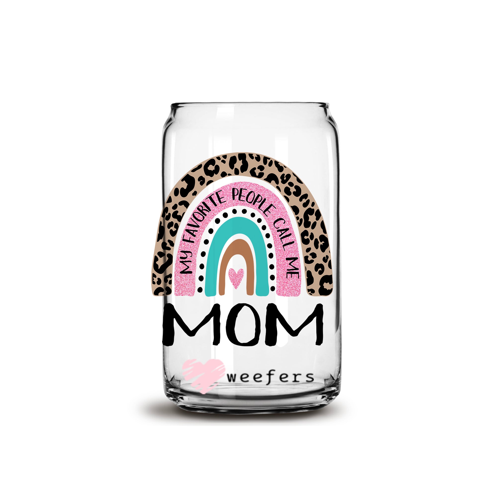 Mother's Day Mom Boho Rainbow Libbey Glass Can UV DTF or Sublimation Wrap - Decal - Weefers