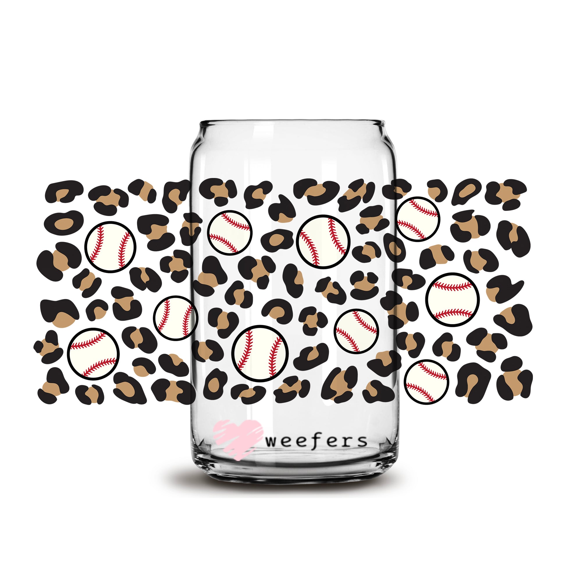 Leopard Baseball Libbey Glass Can Wrap UV DTF Sublimation Transfers - Weefers