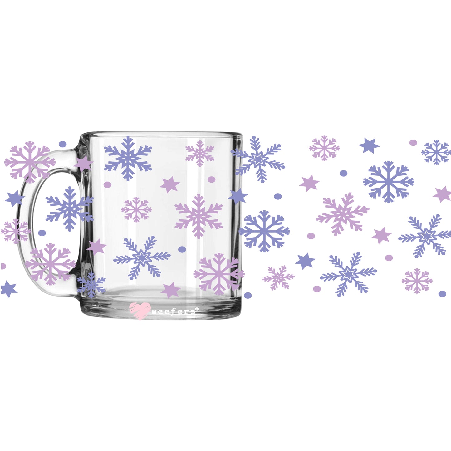 Purple and Lavender Snowflakes Christmas 11oz Coffee Mug UV DTF or Sublimation Wrap - Decal - Weefers