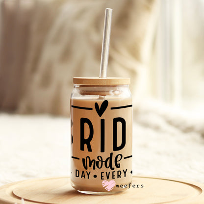 Bride Mode Black 16oz Libbey Glass Can UV DTF or Sublimation Wrap - Decal - Weefers