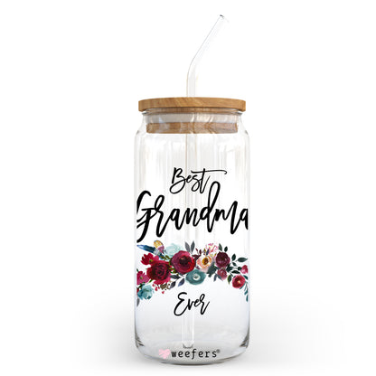 Best Grandma Ever Burgundy 20oz Libbey Glass Can, 34oz Hip Sip, 40oz Tumbler UV DTF or Sublimation Decal Transfer - Weefers