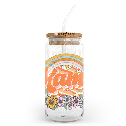 Orange Mama Flowers 20oz Libbey Glass Can UV DTF or Sublimation Wrap - Decal - Weefers