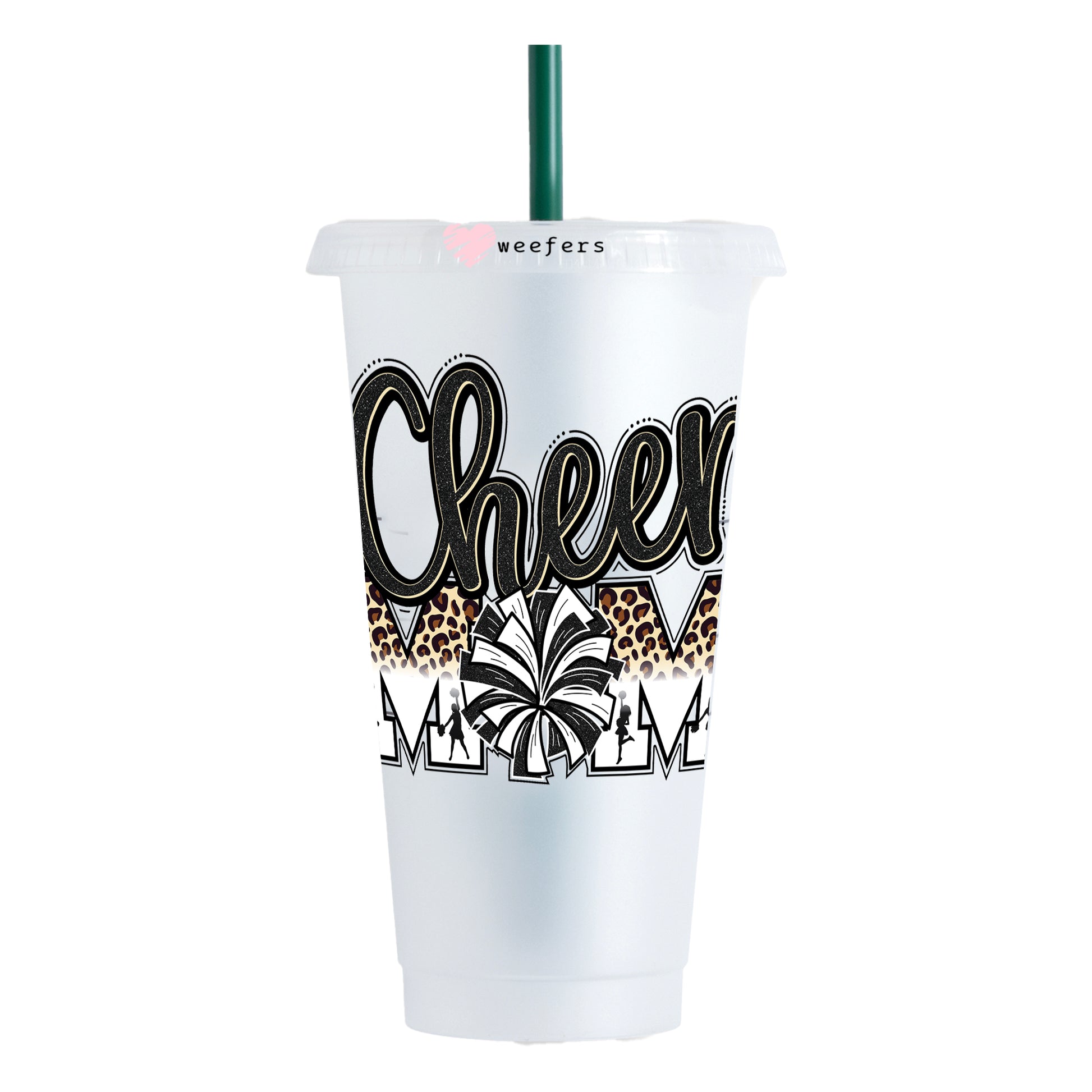 Cheer Mom Leopard 24oz UV DTF Cold Cup Wrap - Ready to apply Decal - Weefers