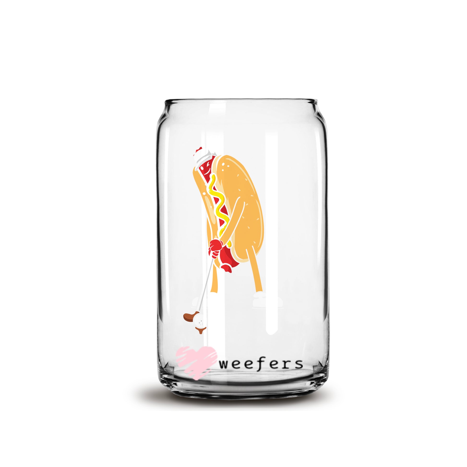 HotDog Golfer 16oz Libbey Glass Can UV DTF or Sublimation Wrap - Decal - Weefers