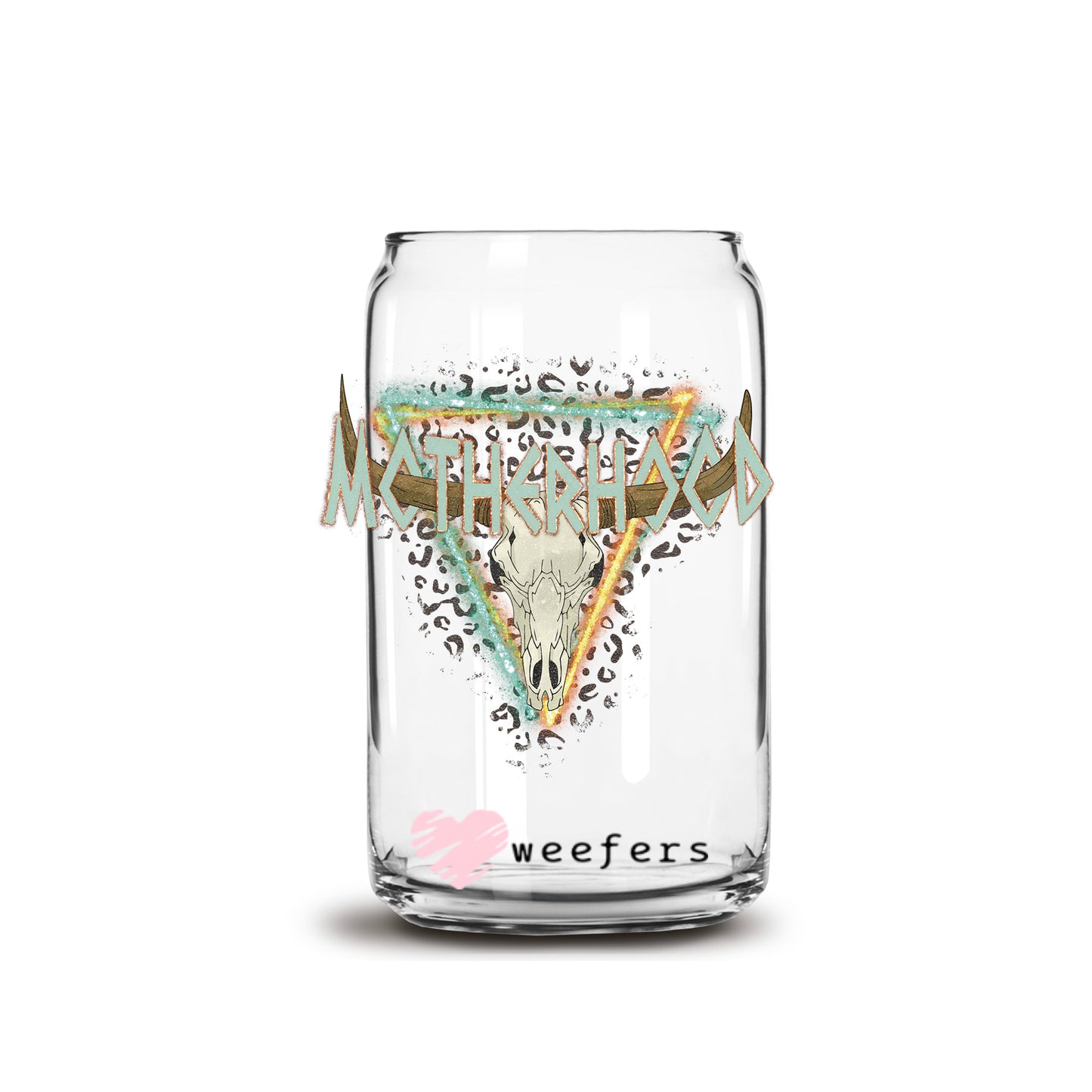 Motherhood Cow Skull 16oz Libbey Glass Can UV DTF or Sublimation Wrap - Decal - Weefers