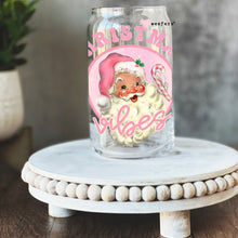 Load image into Gallery viewer, Pink Santa Vibes 16oz Libbey Glass Can UV-DTF or Sublimation Wrap - Decal
