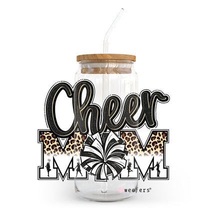 Cheer Mom Black Leopard 20oz Libbey Glass Can, 34oz Hip Sip, 40oz Tumbler UV DTF or Sublimation Decal Transfer - Weefers