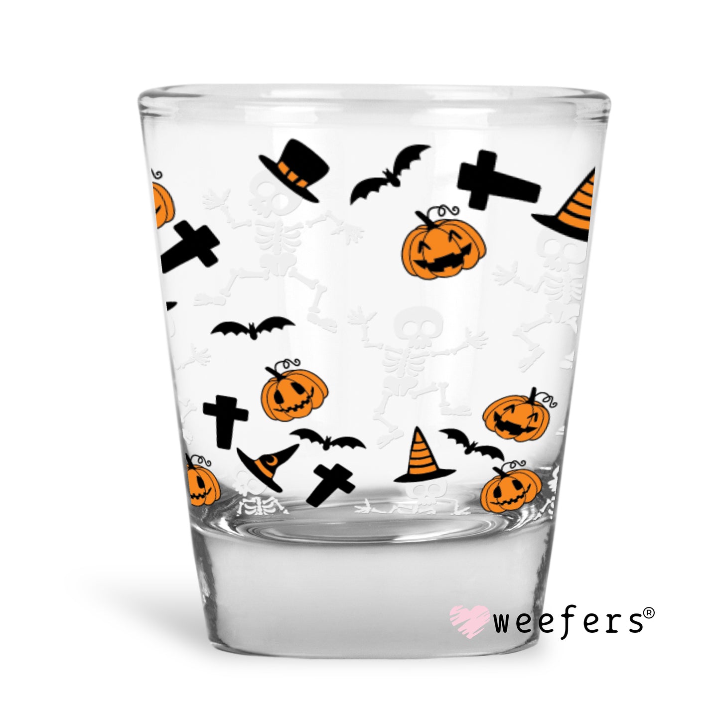 Skeletons and Pumpkins Halloween Shot Glass Short UV DTF or Sublimation Wrap - Decal - Weefers