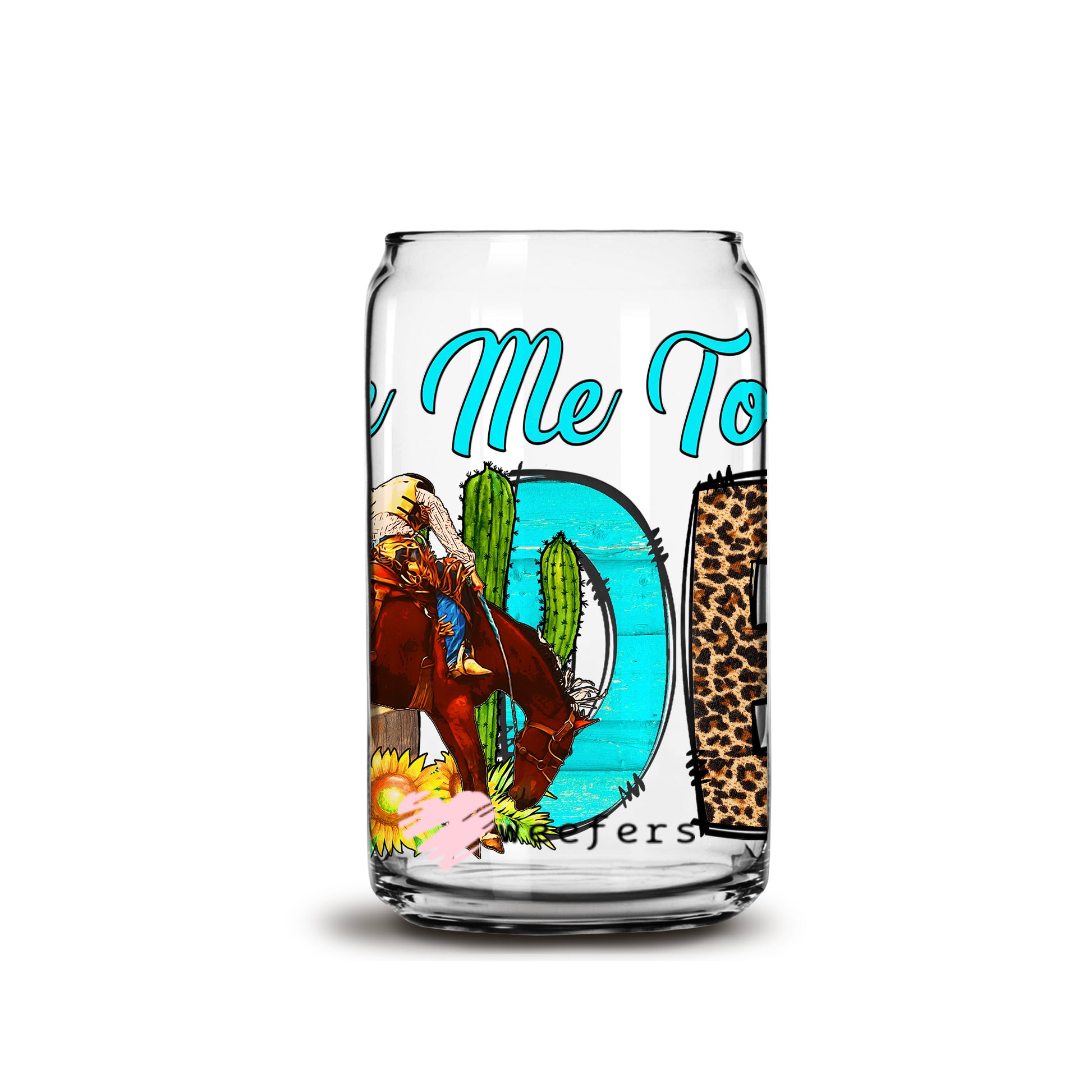 Take me to the Rodeo Western 16oz Libbey Glass Can UV DTF or Sublimation Wrap - Decal - Weefers