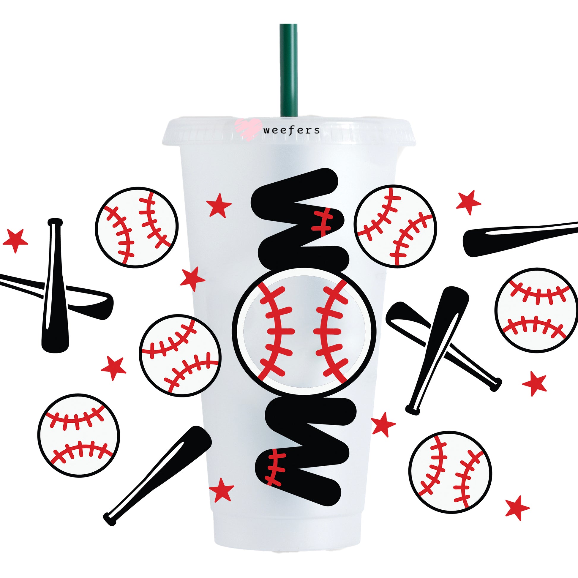 Baseball Mom Bats 24oz UV DTF Cold Cup Wrap - Ready to apply Wrap - NO HOLE - Weefers